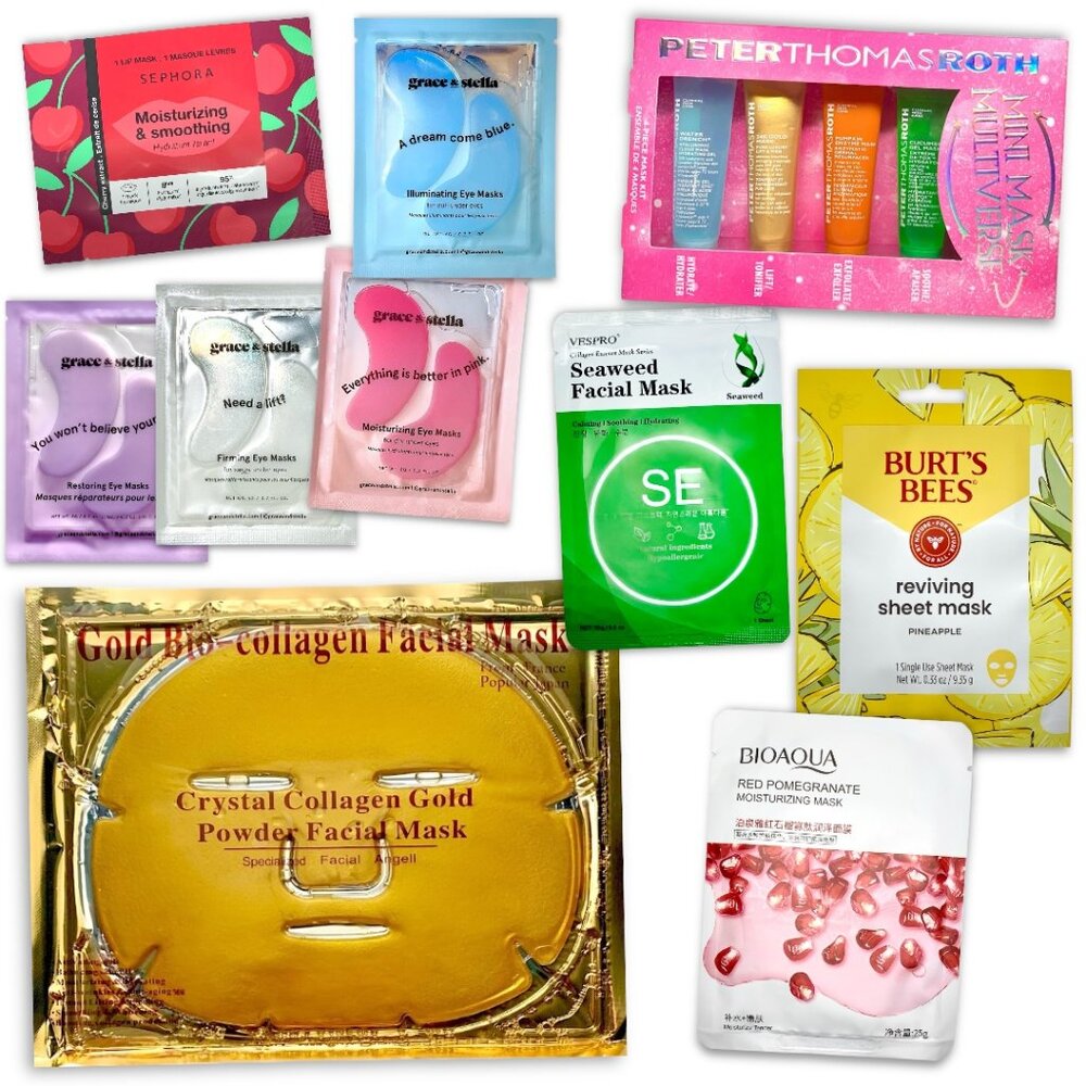 Sephora Beauty Mask Bundle—Face Sheet Masks &Gel Masks~Eye Masks~Lip Mask